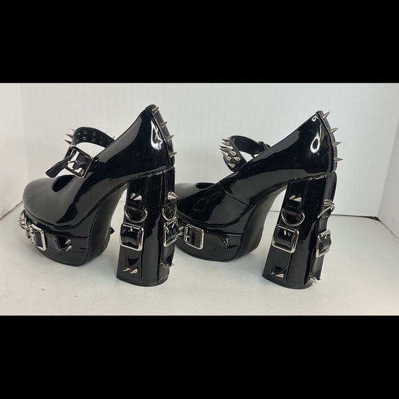 Lot 2084 ❤️NEW  Gothic Punk Chunky Heels Platform - Picture 4 of 6